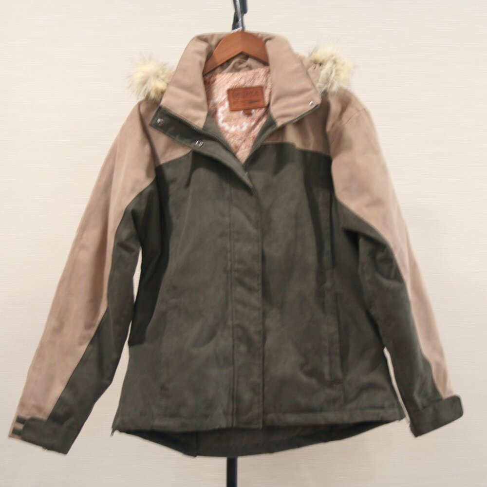 Outback Trading Co Grey & Tan Hooded Jacket Sz L